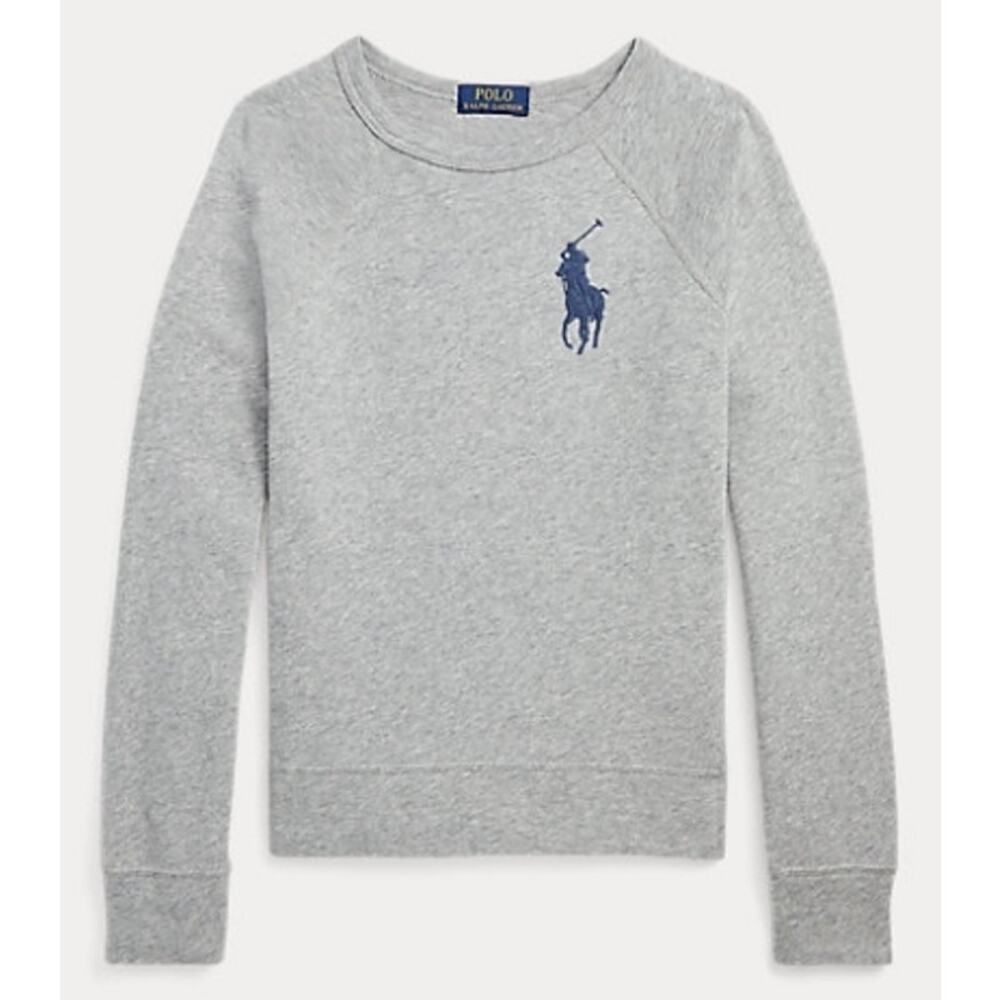 Ralph Lauren Polo Pony Spa Terry Sweatshirt Crewneck Heather Gray Boys Size M